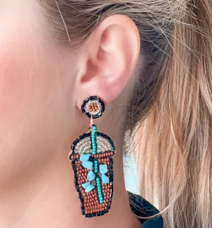 Iced Coffee Beaded Dangle Earrings