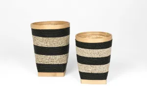 Indonesian Beaded Baskets- Nat/Black