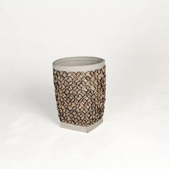 Indonesian Beaded Baskets XL- White/Shell