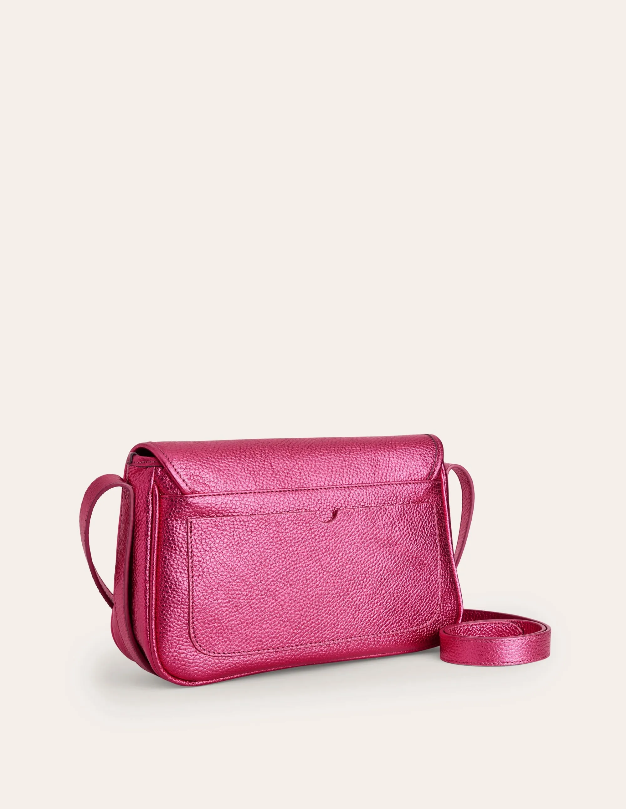 Iris Ledertasche mit Trensendetail-Metallic-Pink
