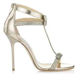 JIMMY CHOO BOW T-STRAP STILETTO SANDALS