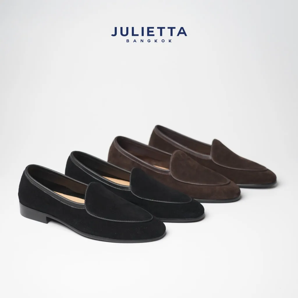 JULIETTA - Belgian Loafer Suede : Brown  (Unlined)