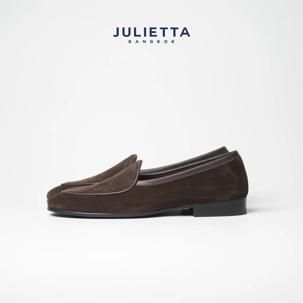 JULIETTA - Belgian Loafer Suede : Brown  (Unlined)