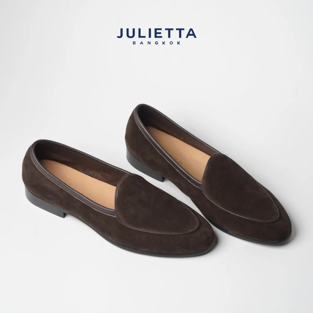 JULIETTA - Belgian Loafer Suede : Brown  (Unlined)