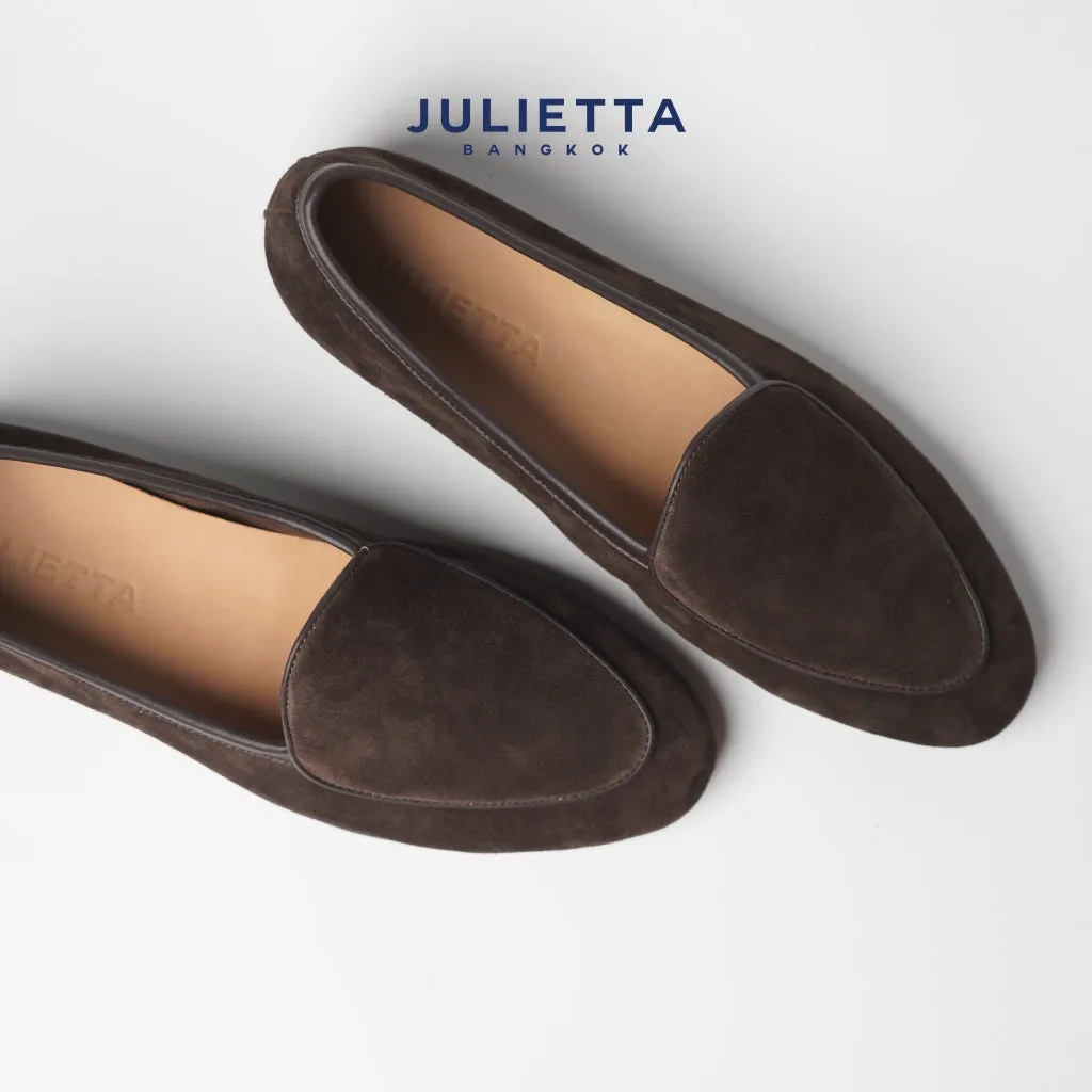 JULIETTA - Belgian Loafer Suede : Brown  (Unlined)