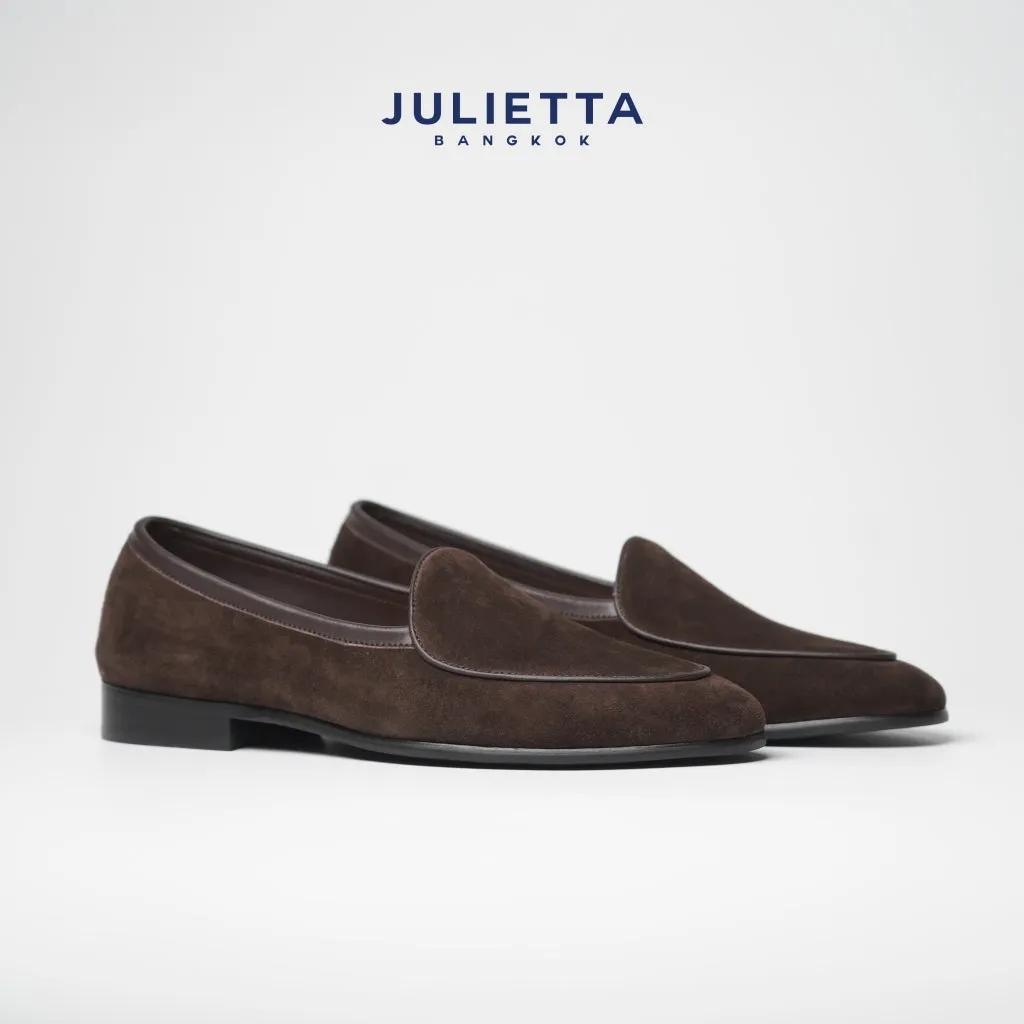 JULIETTA - Belgian Loafer Suede : Brown  (Unlined)