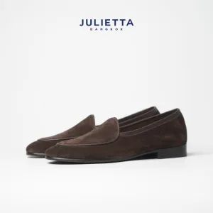 JULIETTA - Belgian Loafer Suede : Brown  (Unlined)