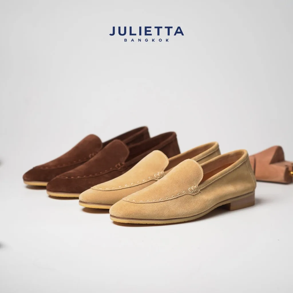JULIETTA - Marco Suede Loafers : Beige (Unlined)