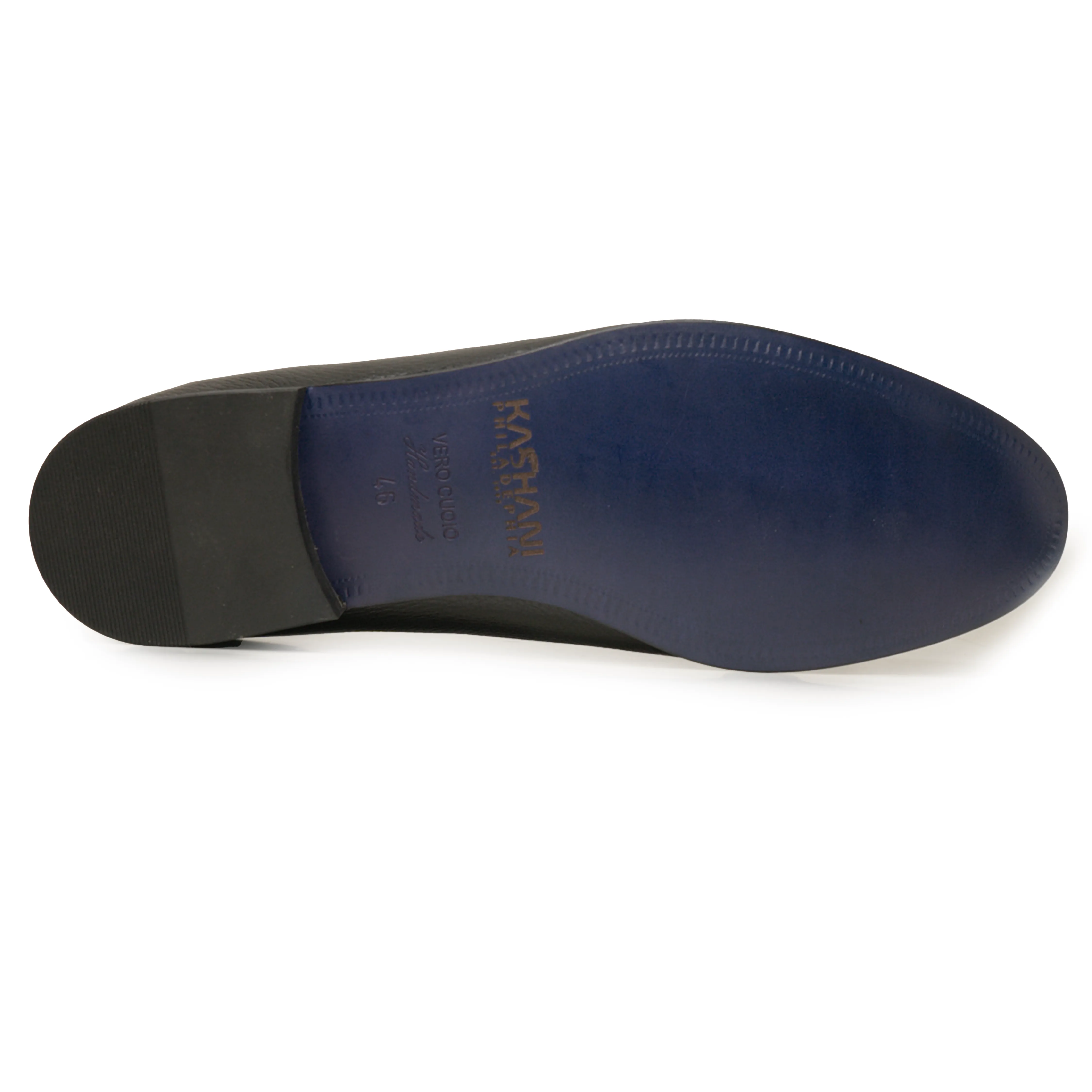 Kashani Black Deer Skin Penny Loafers