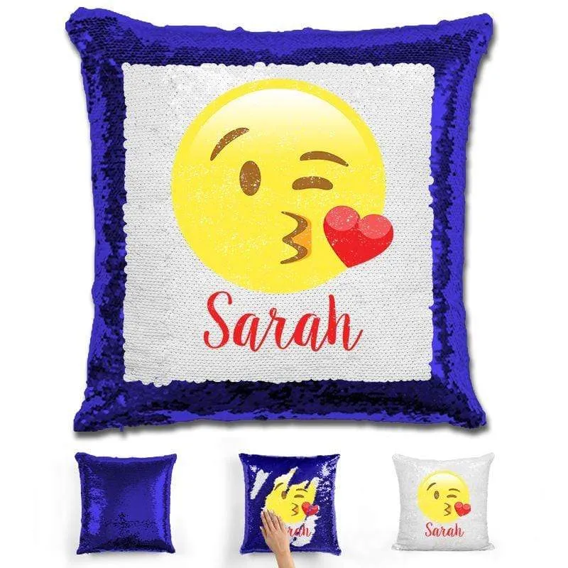 Kissy Face Emoji Personalized Magic Sequin Pillow