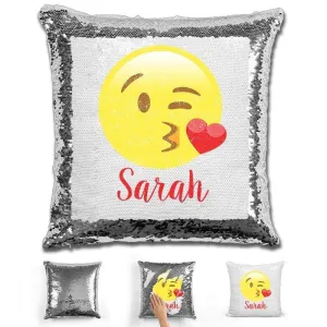 Kissy Face Emoji Personalized Magic Sequin Pillow
