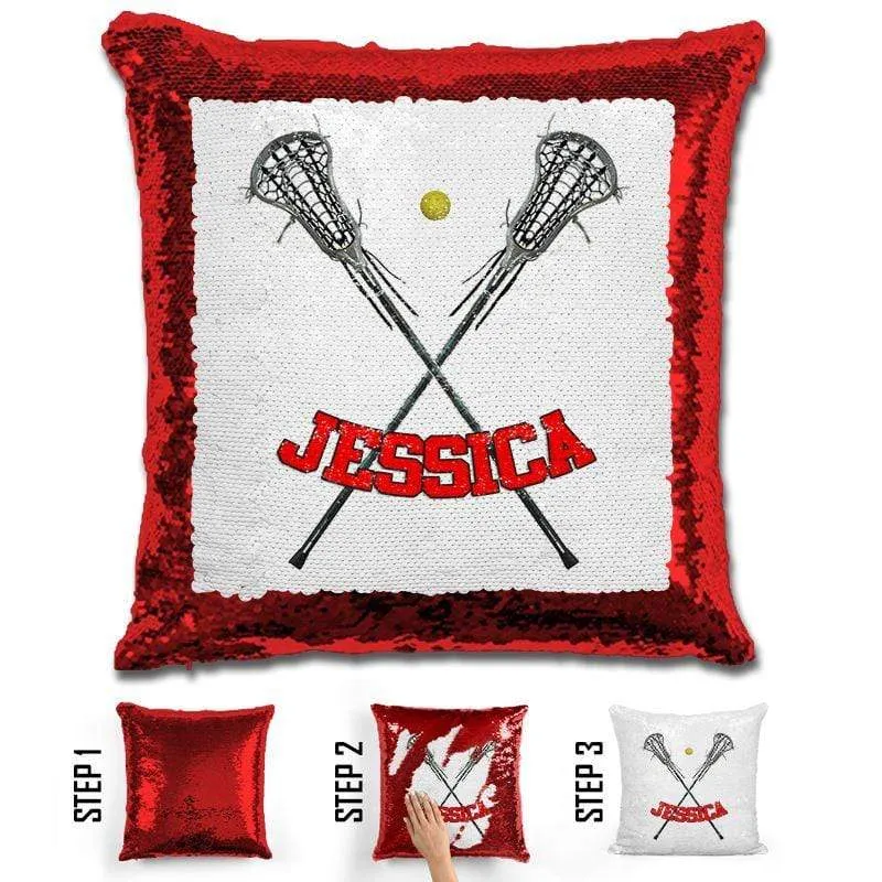 Lacrosse Personalized Magic Sequin Pillow