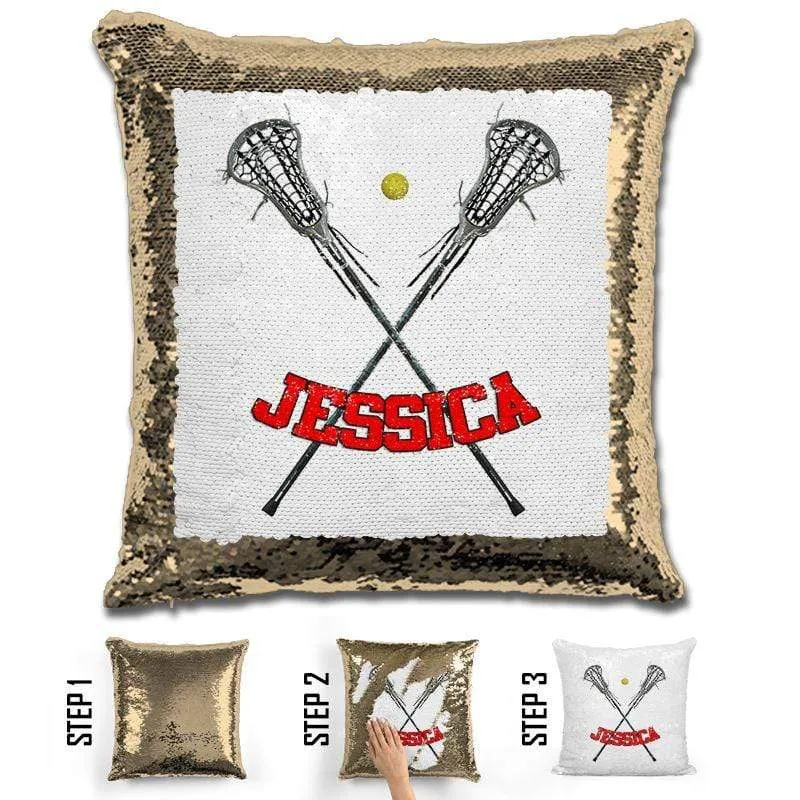Lacrosse Personalized Magic Sequin Pillow