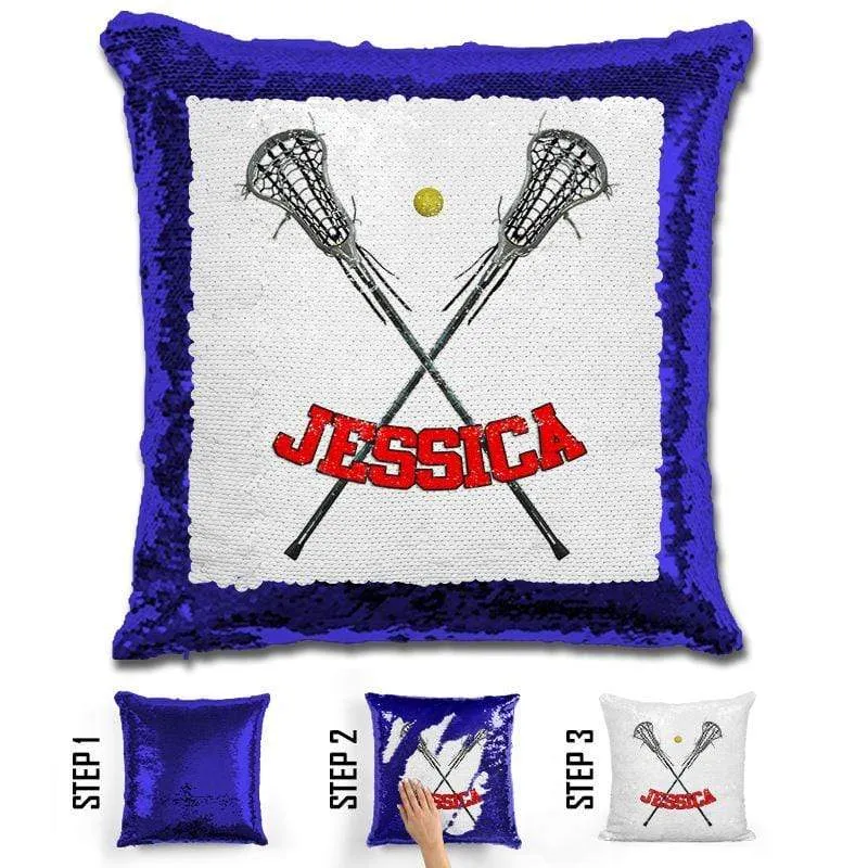 Lacrosse Personalized Magic Sequin Pillow