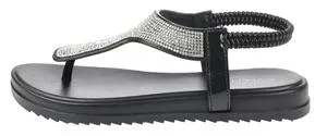 Ladies Opaque Jelly Sandal with Gem Trim and Elastic Back