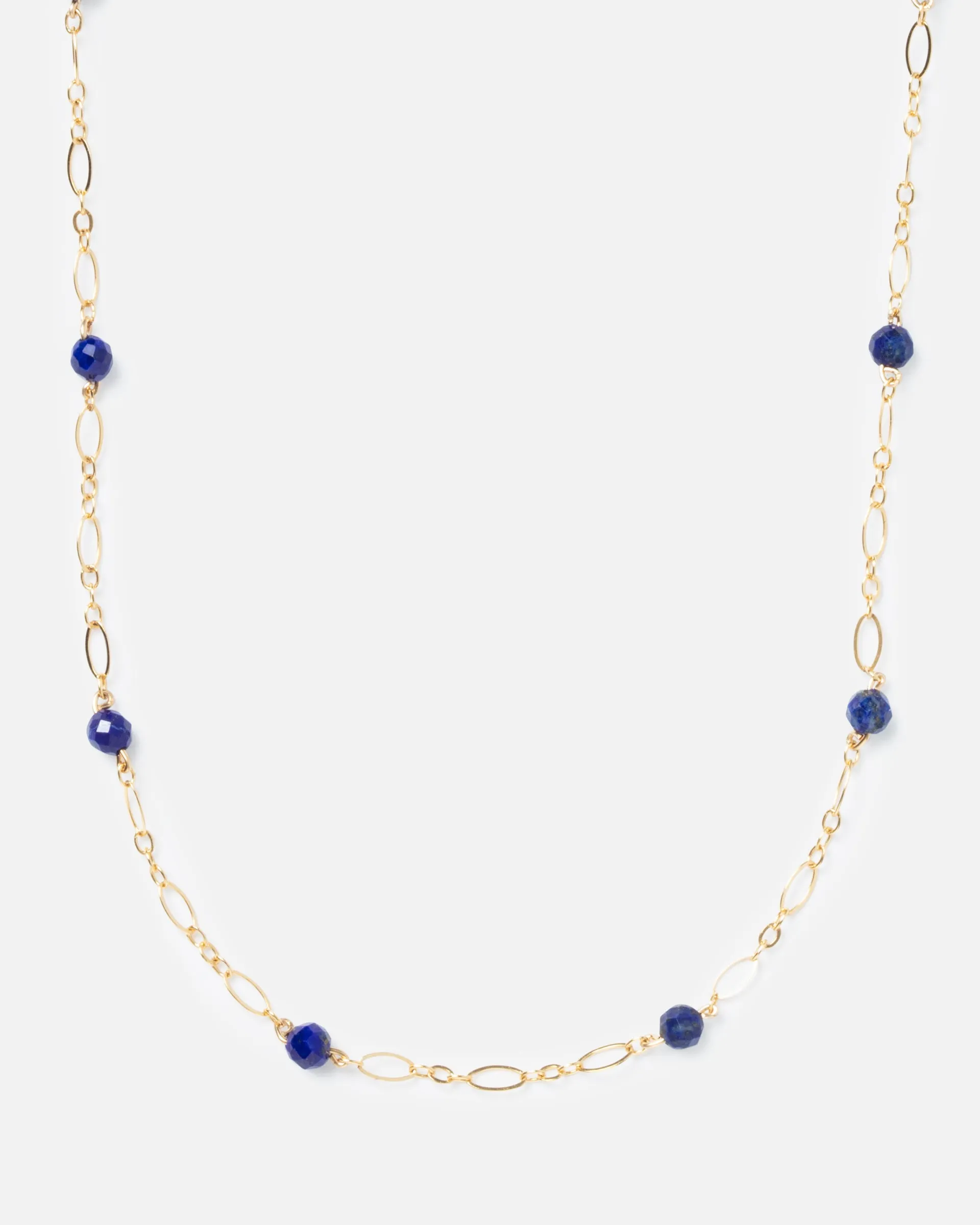 LAPIS BEADED 14K GOLD FILLED FANCY CHAIN