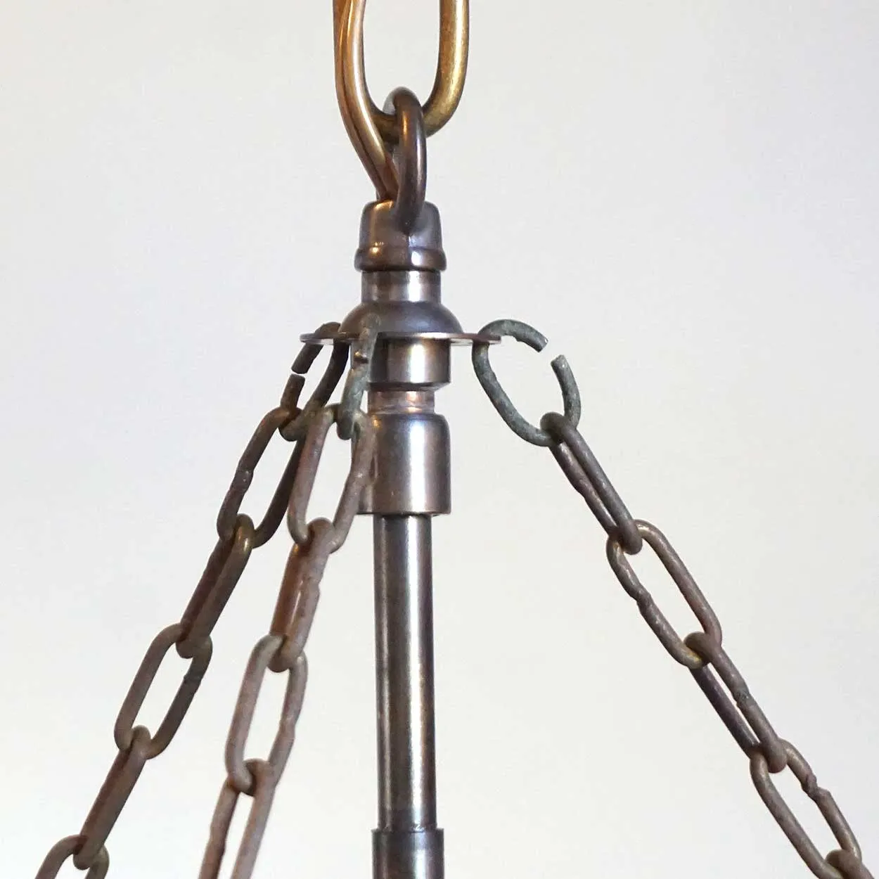 Large Anglo Indian Toleware and Glass Octagonal Four-Light Hanging Lantern