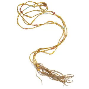 Lariat with Tassels, Antique Indonesian Glass Beads