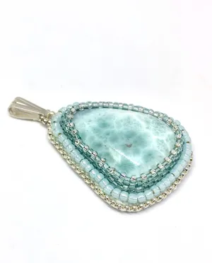 Larimar Bead Embroidered Pendant