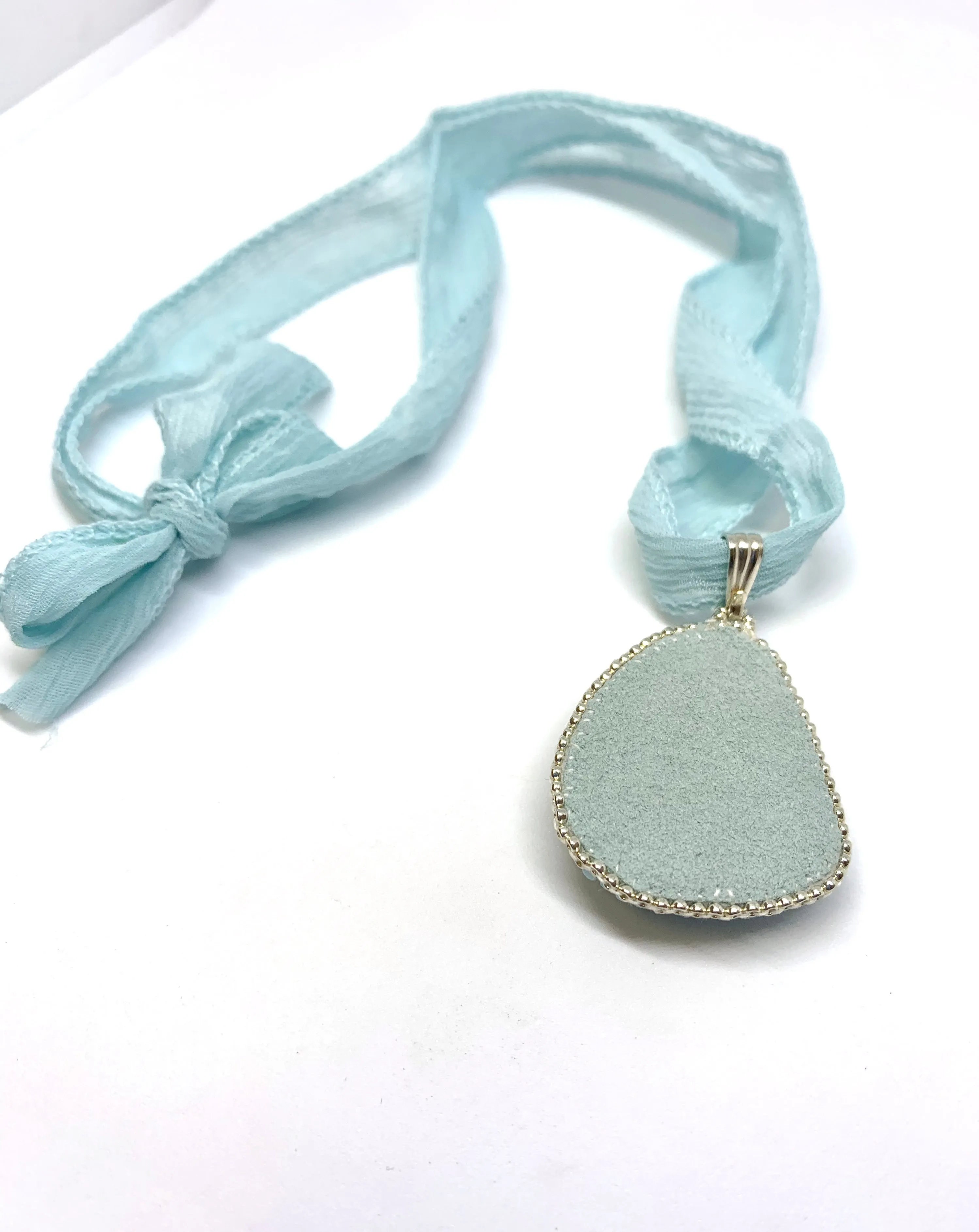 Larimar Bead Embroidered Pendant