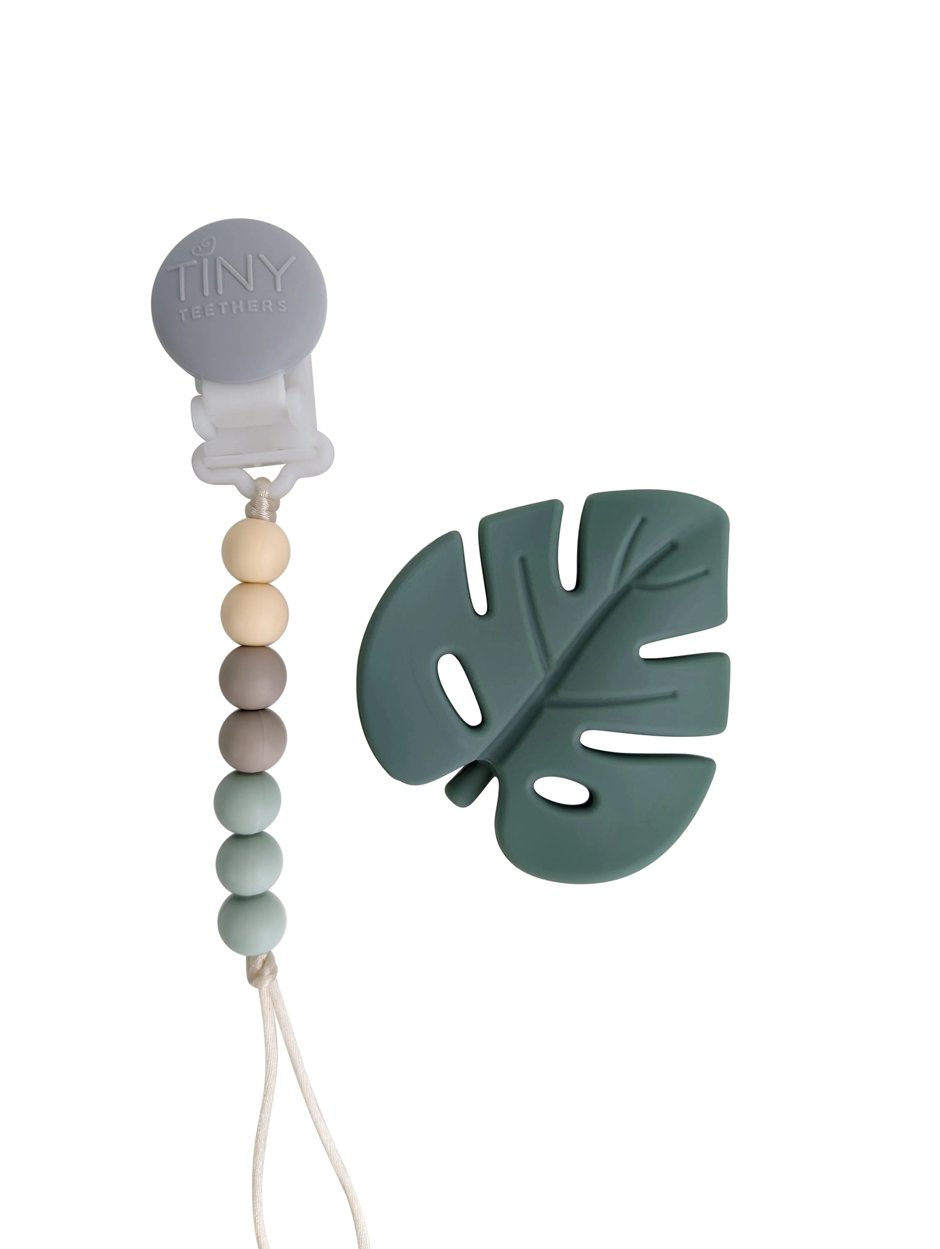 Leaf Silicone Teether on a Beaded Strand