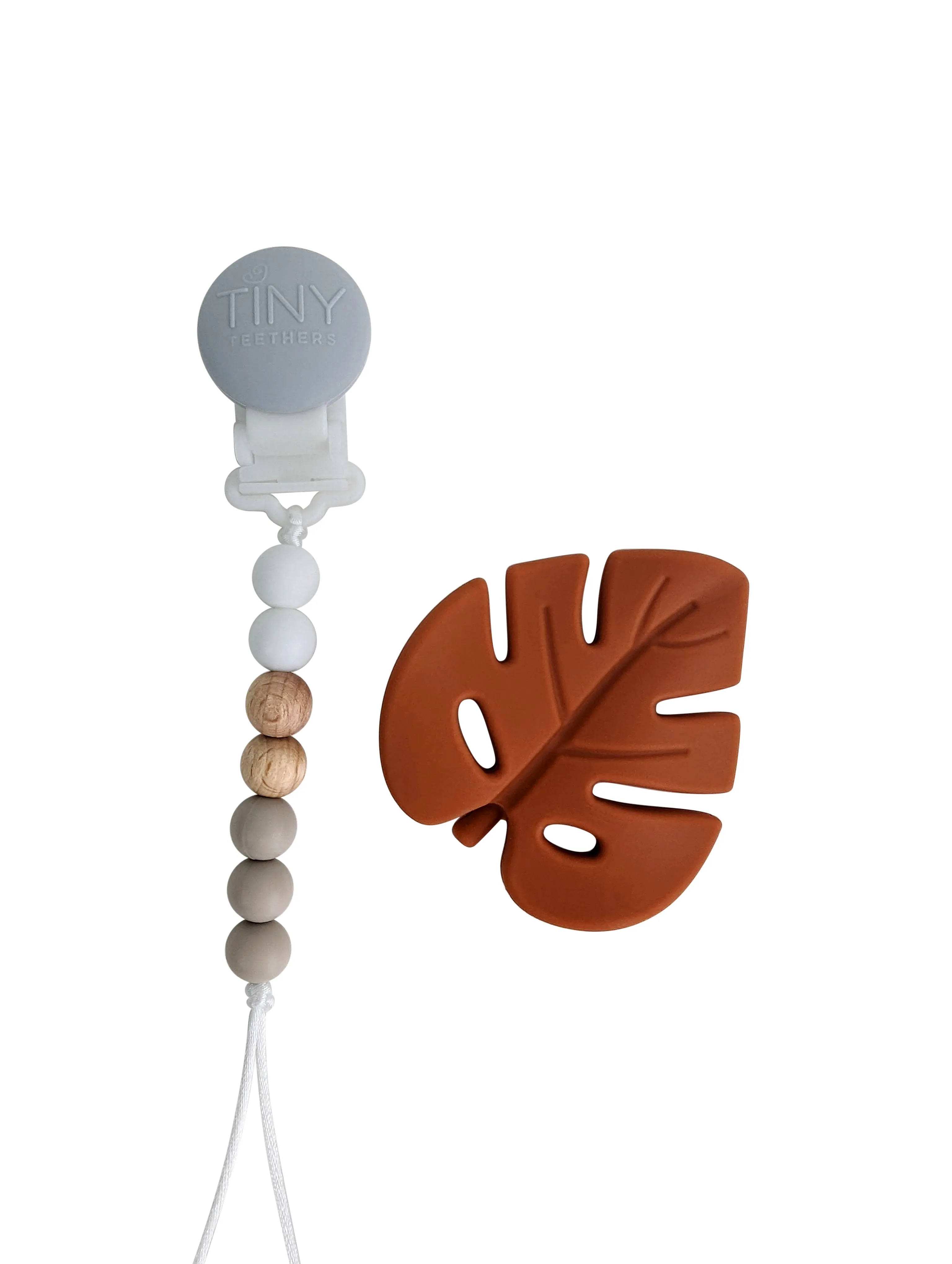 Leaf Silicone Teether on a Beaded Strand