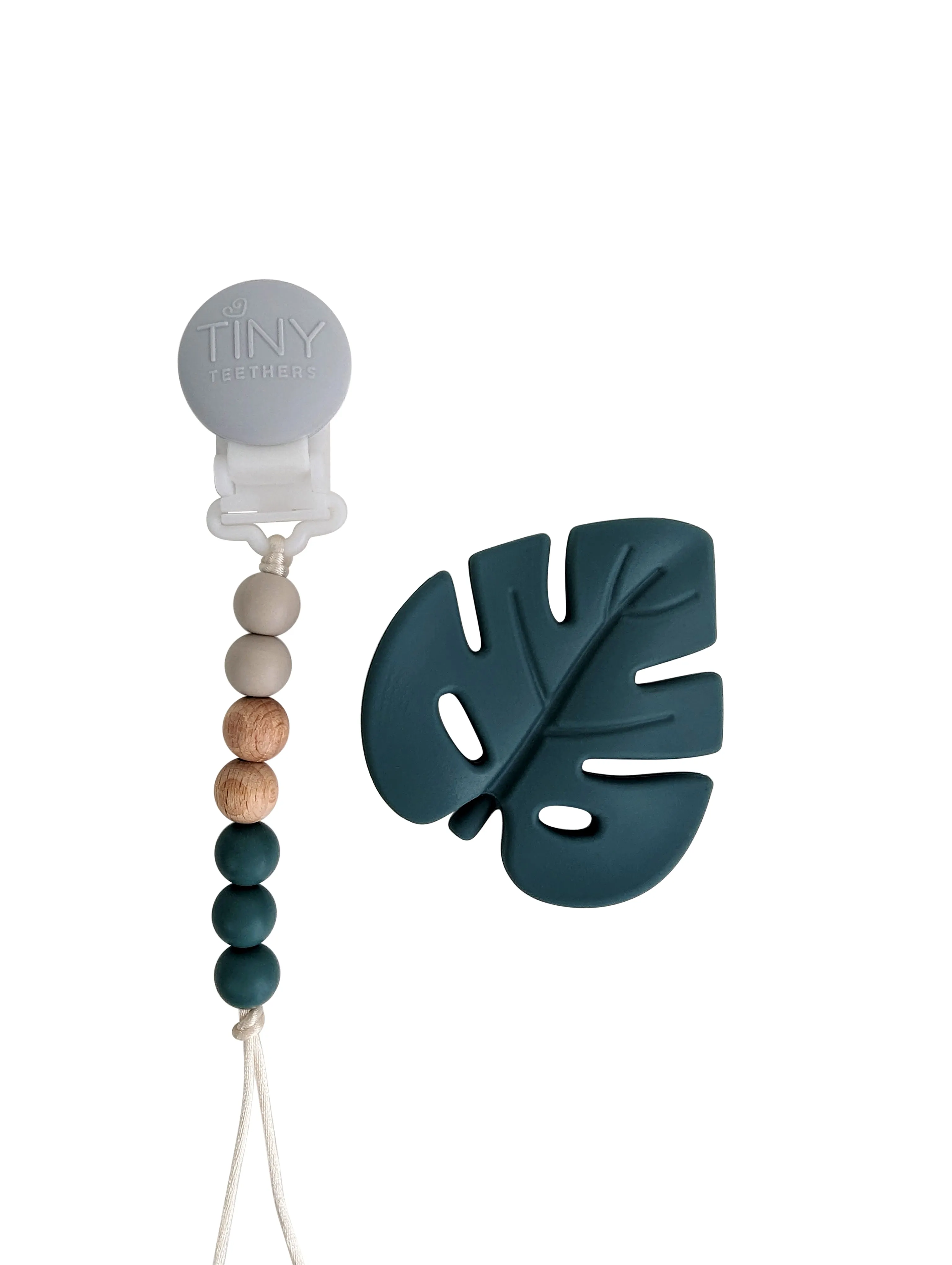 Leaf Silicone Teether on a Beaded Strand