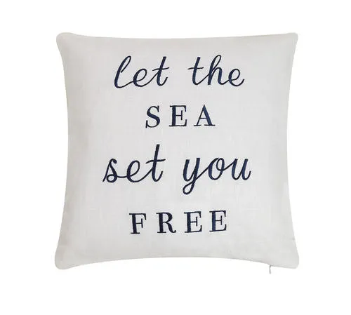 Let The Sea Set You Free Embroidered Pillow