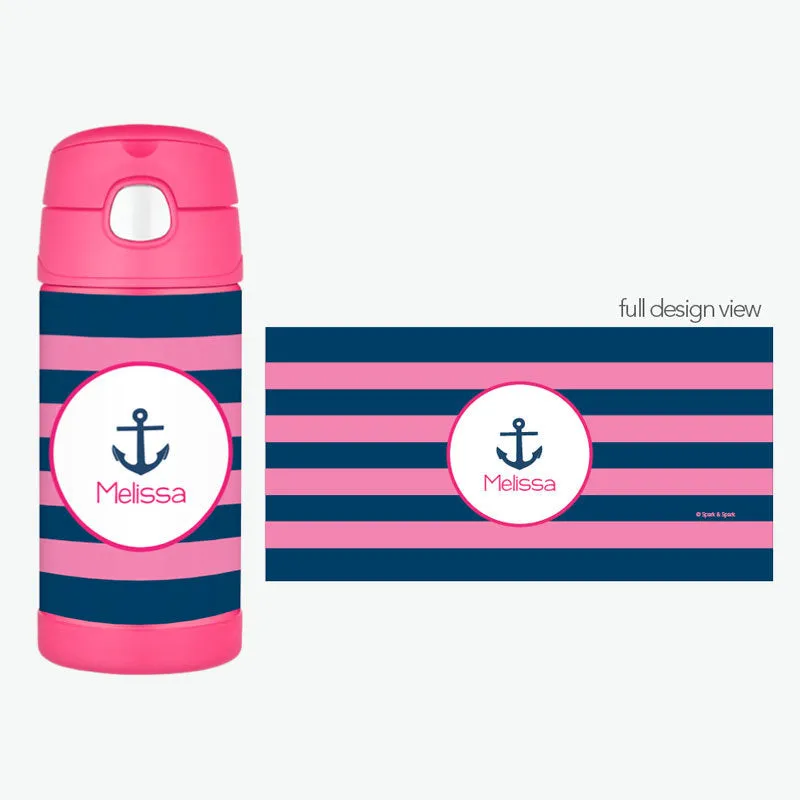 Let's Sail Pink Personalized Thermos Bottle