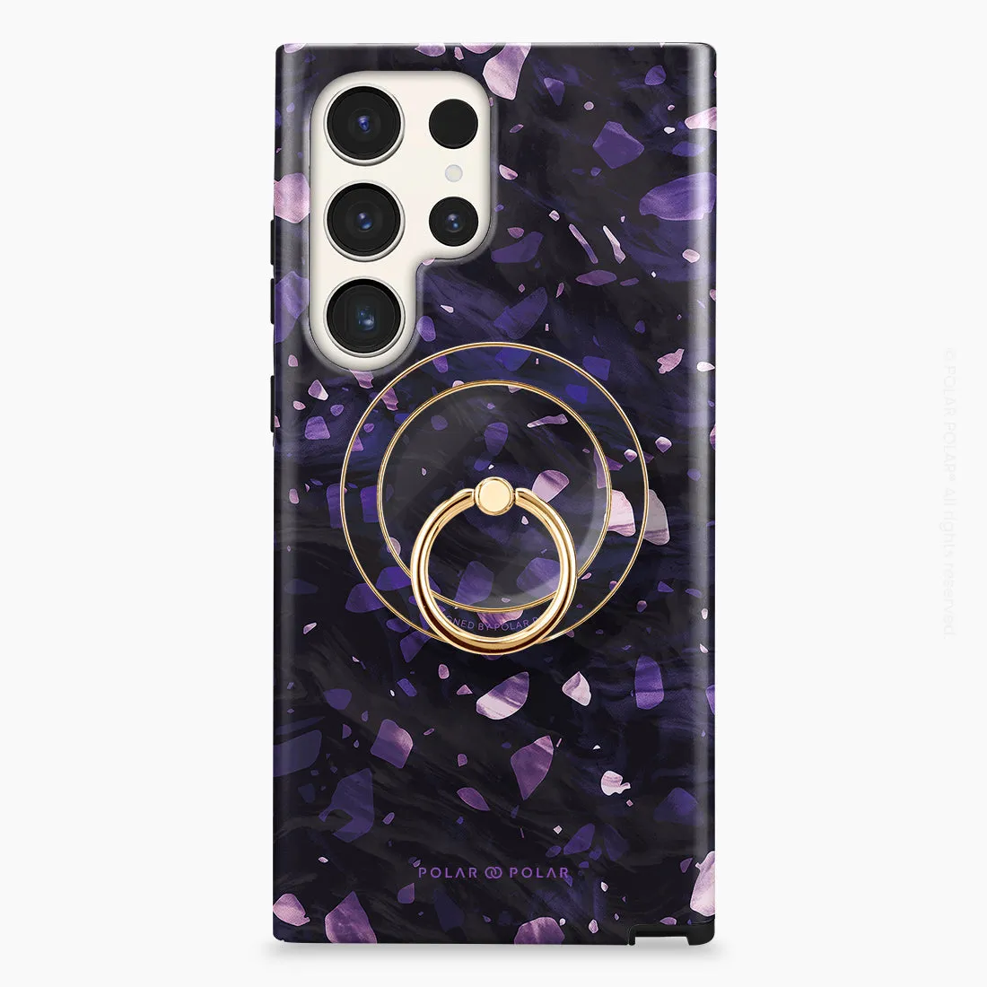 Lilac Terrazzo Gem - Golden MagSafe Phone Grip and Ring Holder Stand