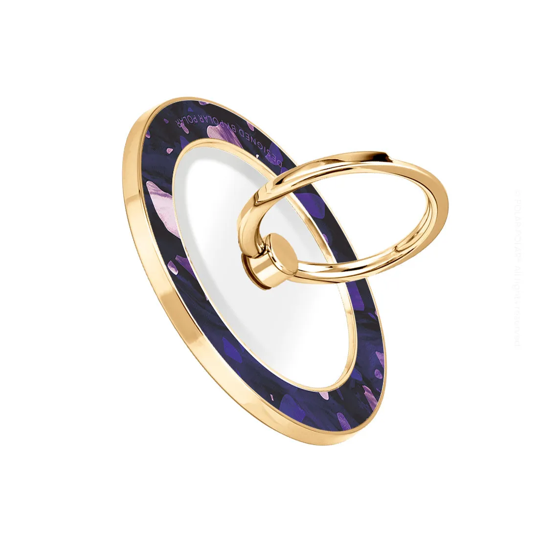 Lilac Terrazzo Gem - Golden MagSafe Phone Grip and Ring Holder Stand