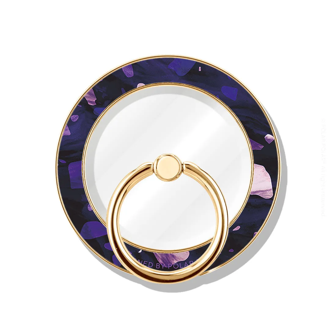 Lilac Terrazzo Gem - Golden MagSafe Phone Grip and Ring Holder Stand