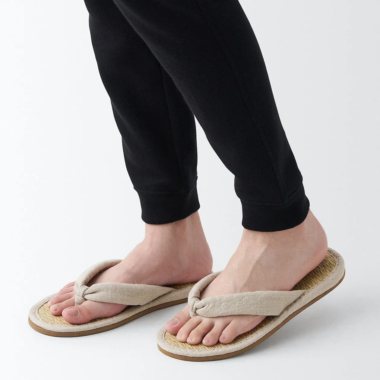 Linen Igusa House Flip Flops Natural