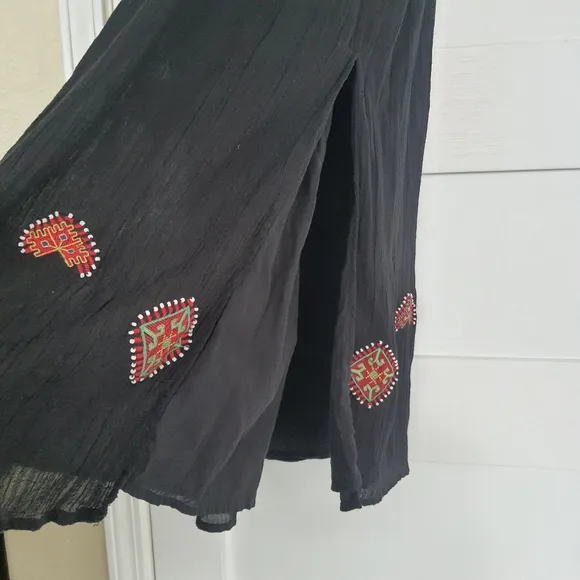Madewell Embroidered Kilim Maxi Dress Ladies 6 Black Multi Halter Beaded Boho