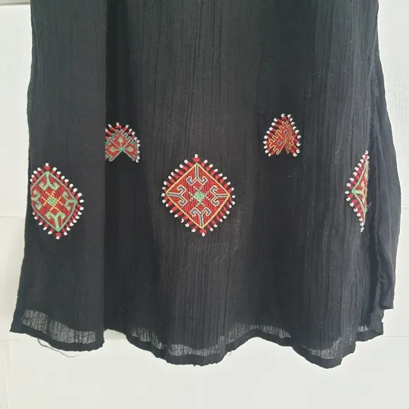 Madewell Embroidered Kilim Maxi Dress Ladies 6 Black Multi Halter Beaded Boho