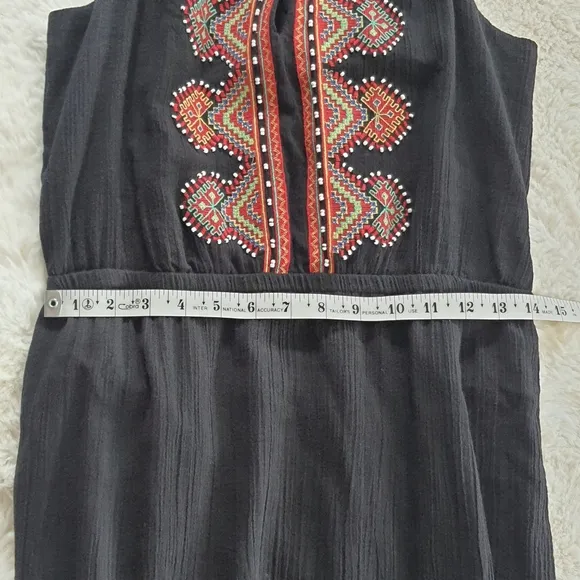 Madewell Embroidered Kilim Maxi Dress Ladies 6 Black Multi Halter Beaded Boho