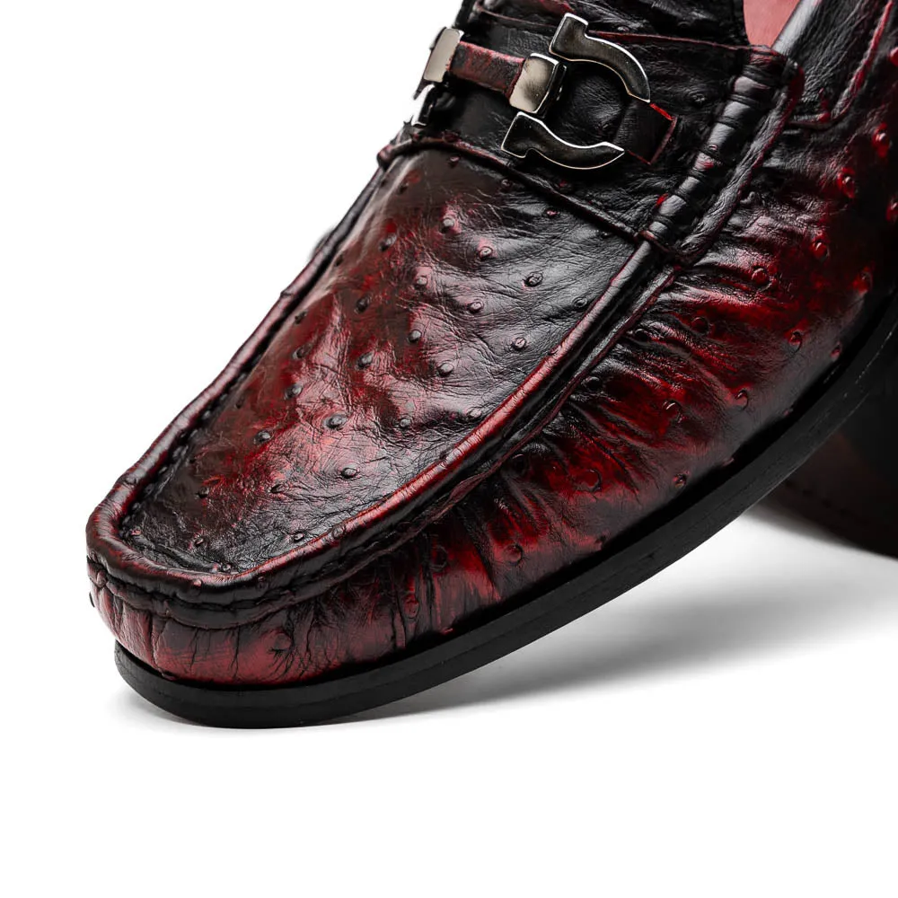 Marco Di Milano Ferrioni Black Cherry Ostrich Bit Loafers