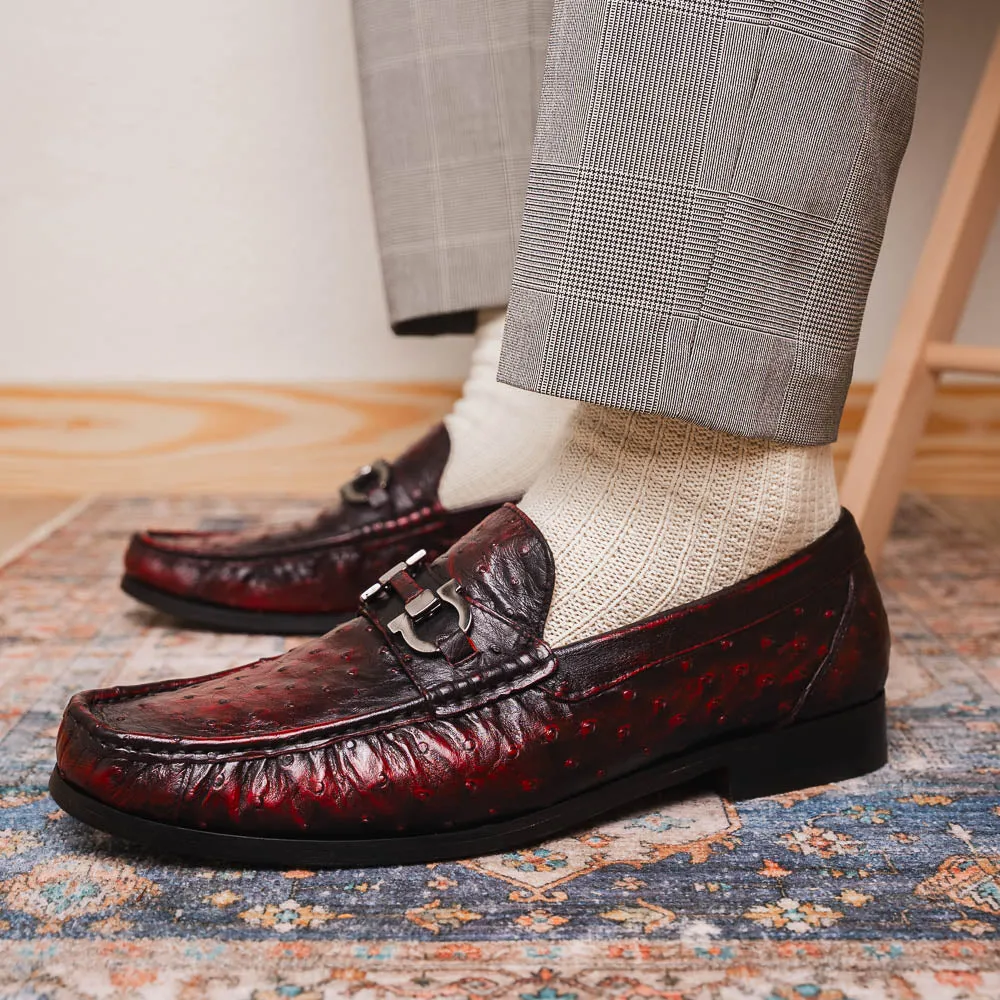 Marco Di Milano Ferrioni Black Cherry Ostrich Bit Loafers