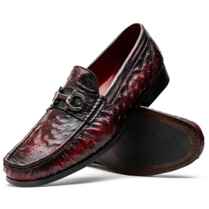 Marco Di Milano Ferrioni Black Cherry Ostrich Bit Loafers