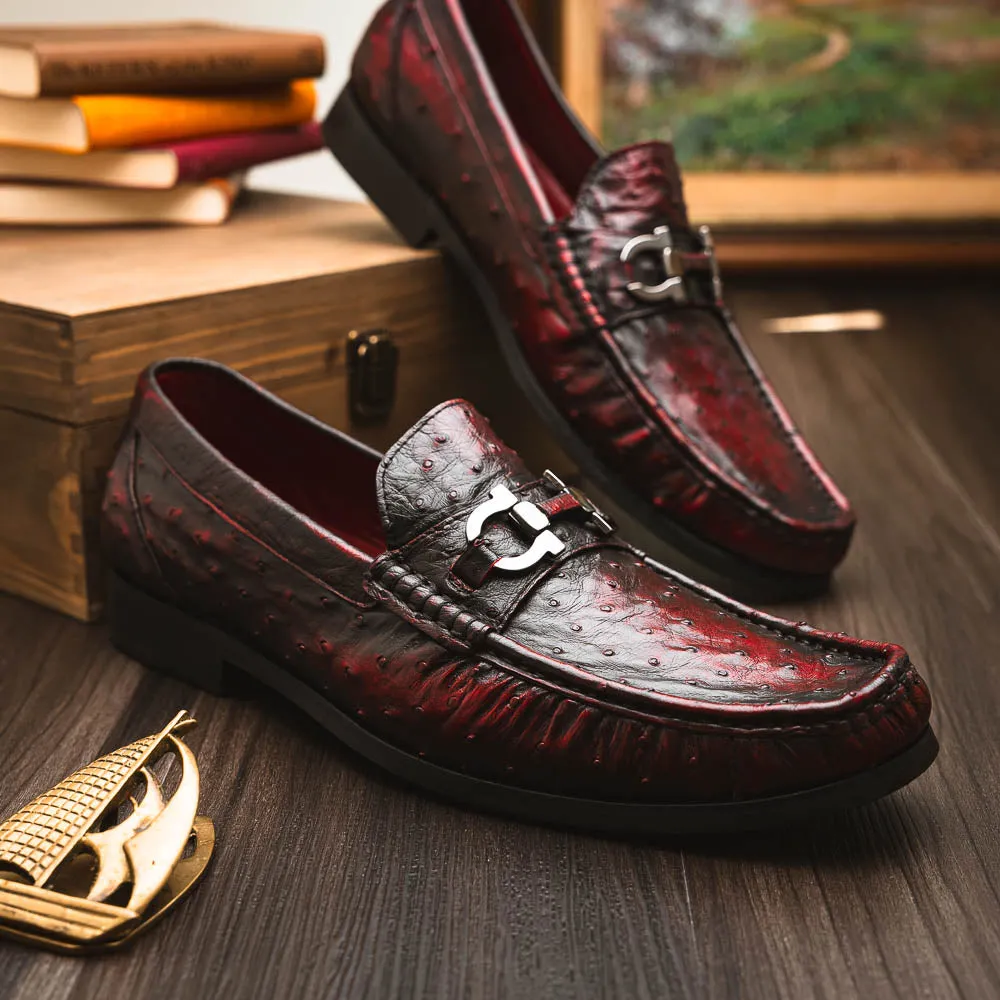 Marco Di Milano Ferrioni Black Cherry Ostrich Bit Loafers