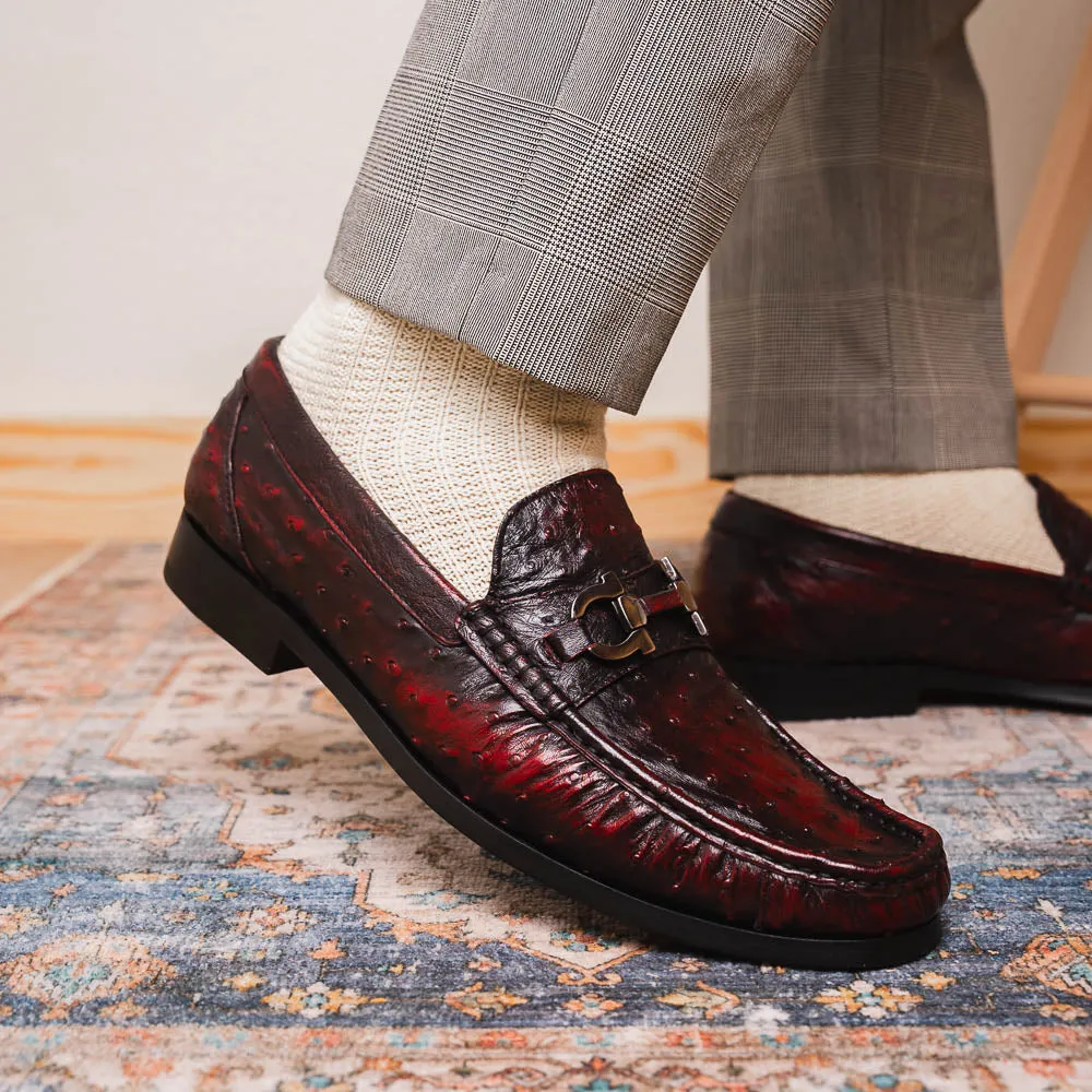 Marco Di Milano Ferrioni Black Cherry Ostrich Bit Loafers