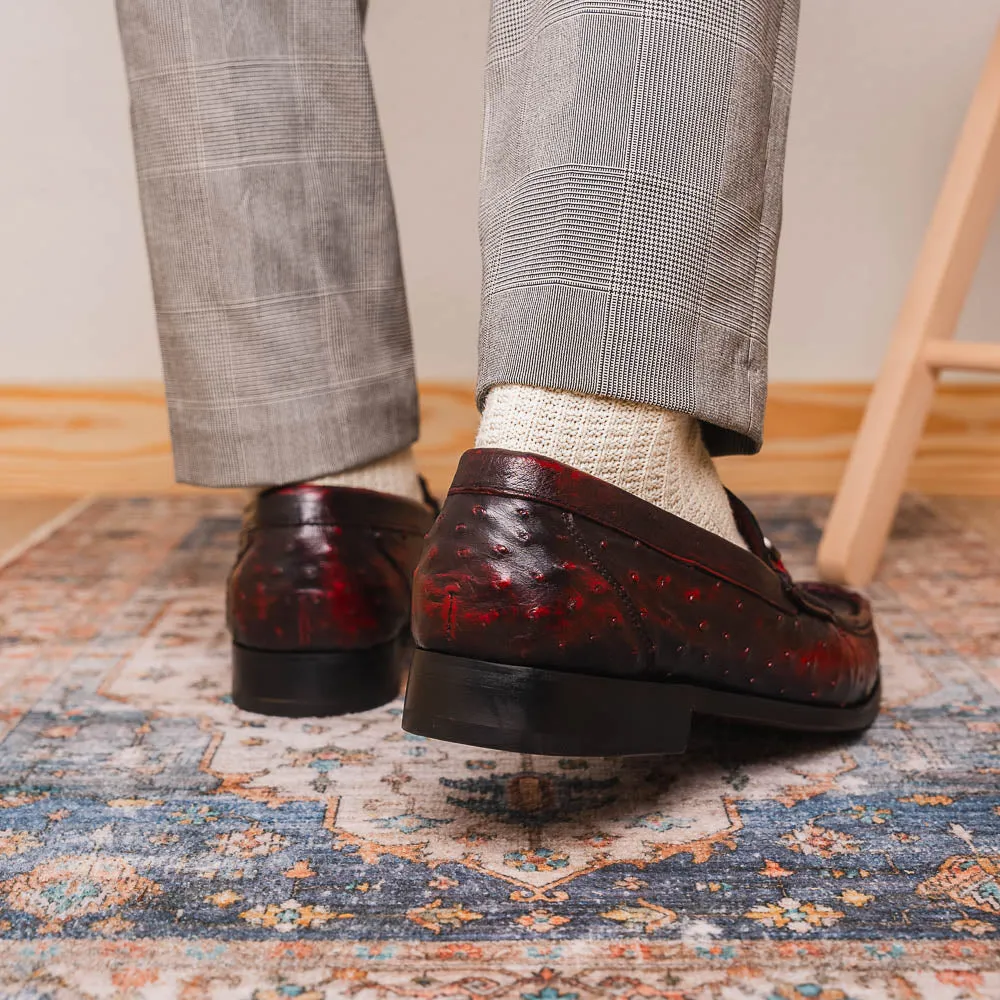 Marco Di Milano Ferrioni Black Cherry Ostrich Bit Loafers