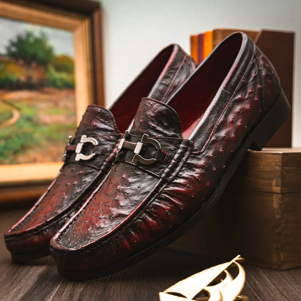 Marco Di Milano Ferrioni Black Cherry Ostrich Bit Loafers