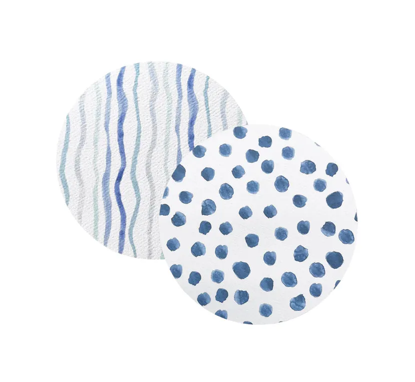 Mariposa Blue Dotty and Stripe Beaded Coaster Set