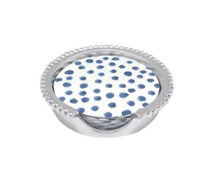 Mariposa Blue Dotty and Stripe Beaded Coaster Set