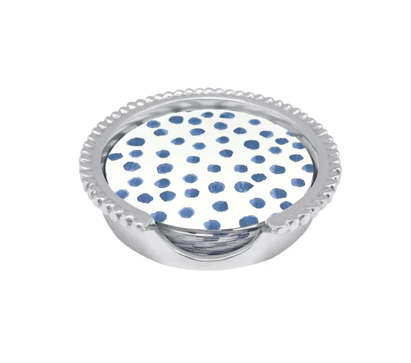 Mariposa Blue Dotty and Stripe Beaded Coaster Set