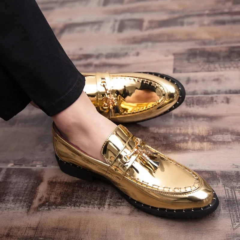 Men Gold Tassel Loafers