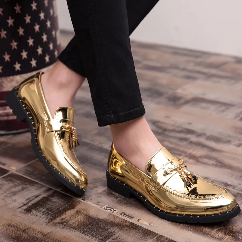 Men Gold Tassel Loafers