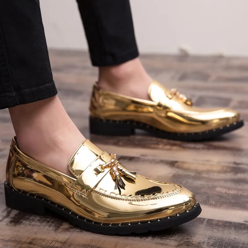 Men Gold Tassel Loafers