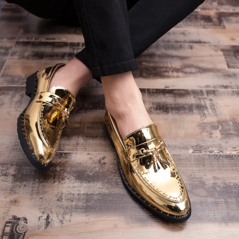Men Gold Tassel Loafers
